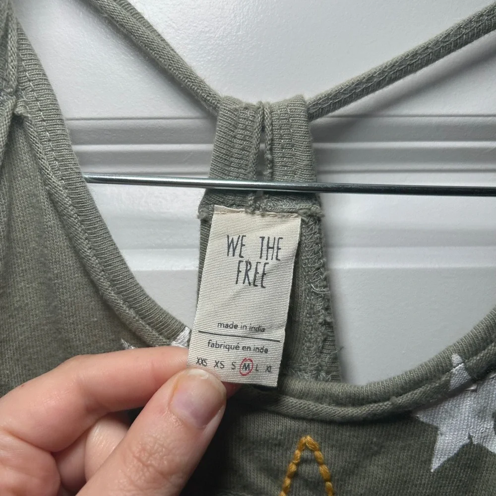 Free People We The Free Star Eagle Graphic Tank Top Olive Green Medium Americana